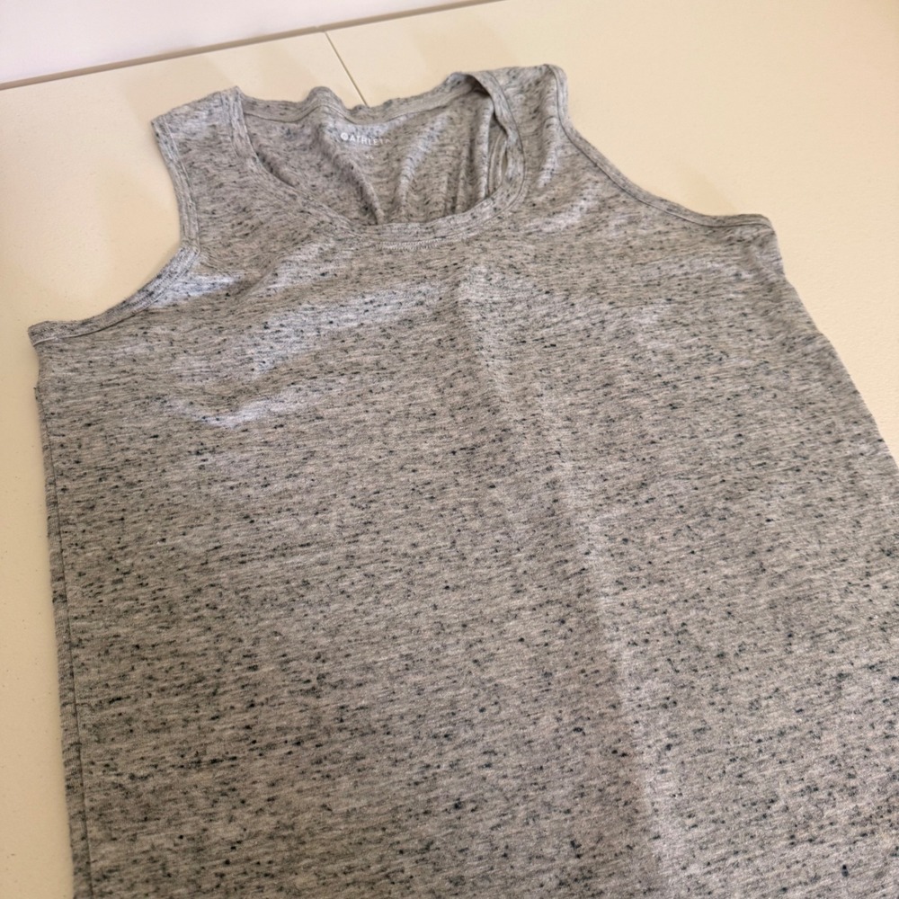 Athleta Essential Tank Grey Heather Gathered Racerback Top 657825-01 XS